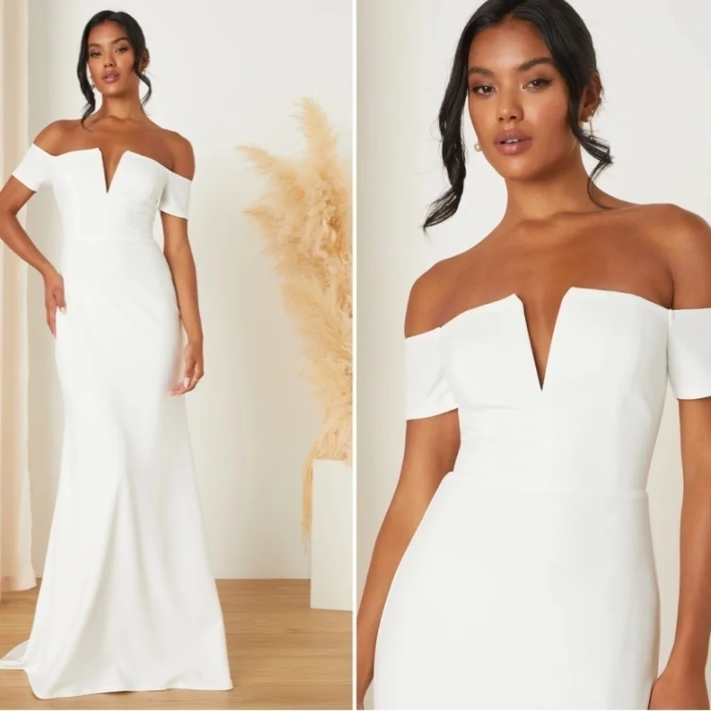 LULUS Elegant Bridal Wedding Chic Modern Sexy Minimalist Mermaid Trumpet Gown